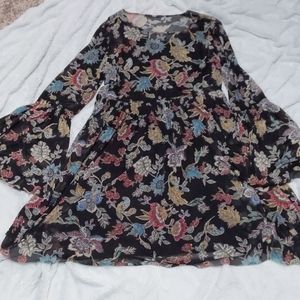 Xhiliration Floral Mesh Dress (L)